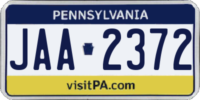 PA license plate JAA2372