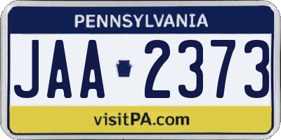 PA license plate JAA2373