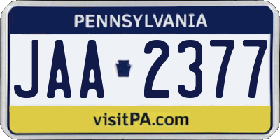 PA license plate JAA2377