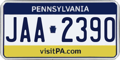 PA license plate JAA2390