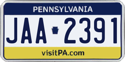 PA license plate JAA2391