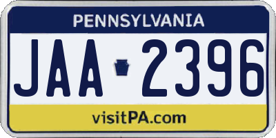 PA license plate JAA2396