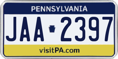 PA license plate JAA2397