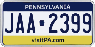 PA license plate JAA2399