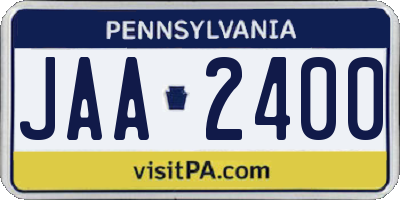 PA license plate JAA2400