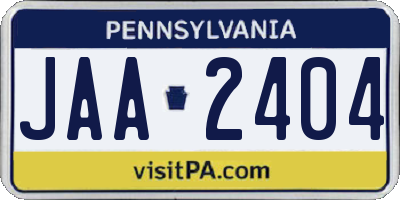 PA license plate JAA2404