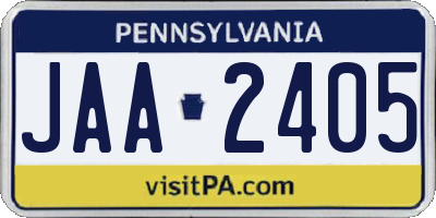 PA license plate JAA2405