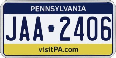 PA license plate JAA2406