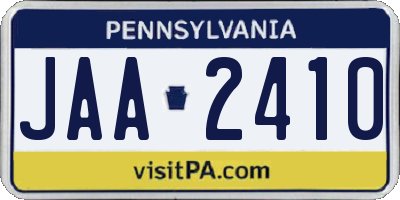 PA license plate JAA2410