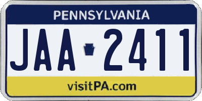 PA license plate JAA2411