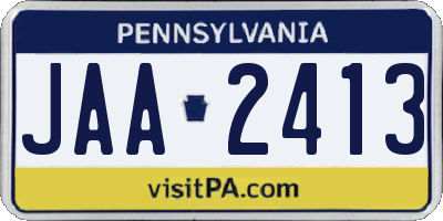 PA license plate JAA2413