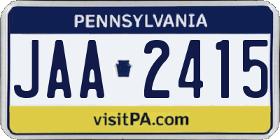 PA license plate JAA2415