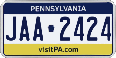PA license plate JAA2424