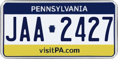 PA license plate JAA2427