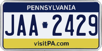 PA license plate JAA2429