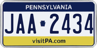 PA license plate JAA2434