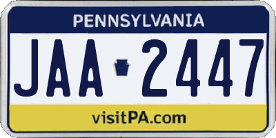 PA license plate JAA2447