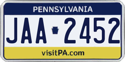 PA license plate JAA2452