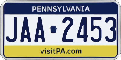 PA license plate JAA2453