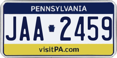 PA license plate JAA2459