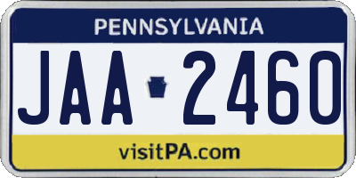 PA license plate JAA2460