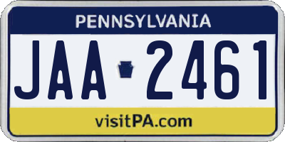 PA license plate JAA2461