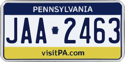 PA license plate JAA2463