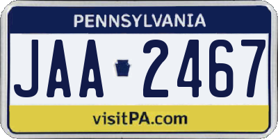 PA license plate JAA2467