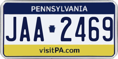 PA license plate JAA2469