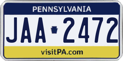 PA license plate JAA2472