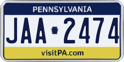 PA license plate JAA2474