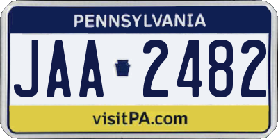 PA license plate JAA2482