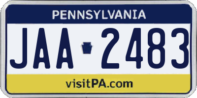 PA license plate JAA2483