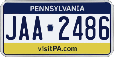 PA license plate JAA2486