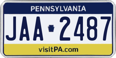 PA license plate JAA2487