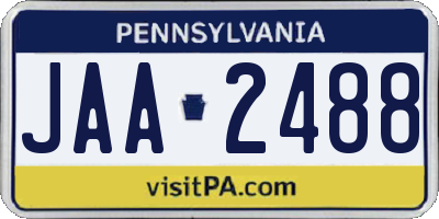 PA license plate JAA2488