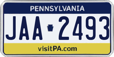 PA license plate JAA2493