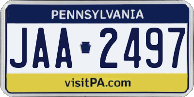 PA license plate JAA2497