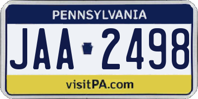 PA license plate JAA2498