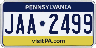 PA license plate JAA2499