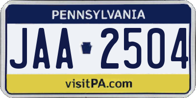 PA license plate JAA2504