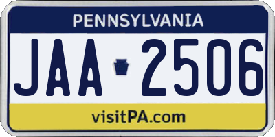 PA license plate JAA2506