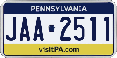 PA license plate JAA2511