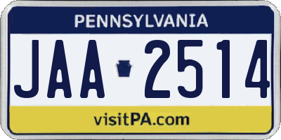 PA license plate JAA2514