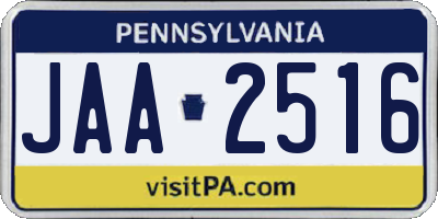 PA license plate JAA2516