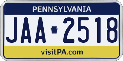 PA license plate JAA2518