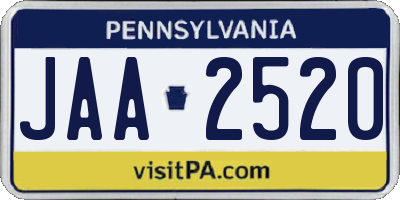 PA license plate JAA2520