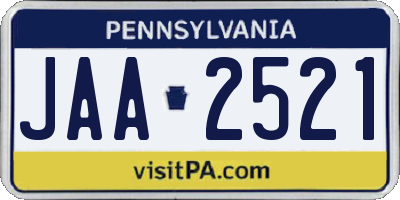 PA license plate JAA2521