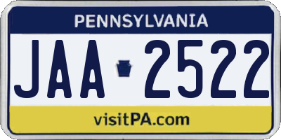 PA license plate JAA2522