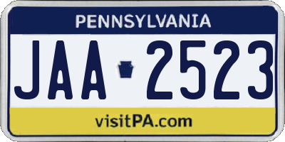 PA license plate JAA2523